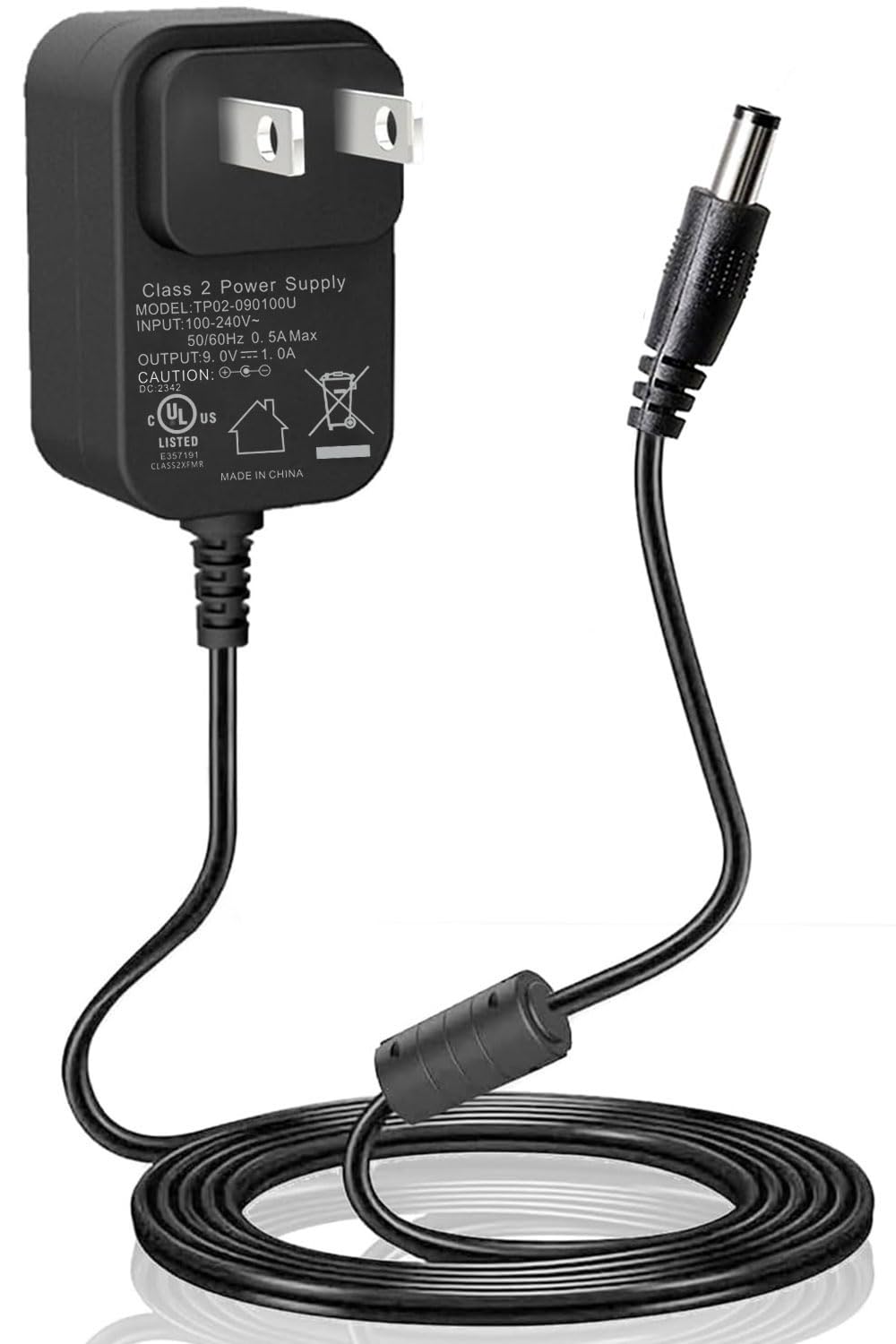 UL-Listed DC 9V for Casio Keyboard Power Cord WK-210 WK-200 WK-110